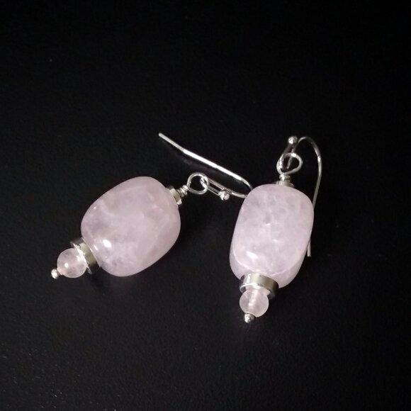 Big Chunky Rose Quartz Dangle Earrings! Calming, Self-Love & Self-Forgiveness! - Picture 3 of 6